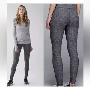 Lululemon Run Turn Around Tight Leggings Sz 6 Heathered Gray Ruched Gathered